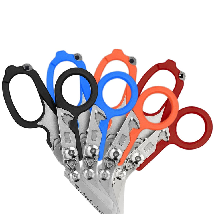 6-in-1 trauma shears black blue orange red on white